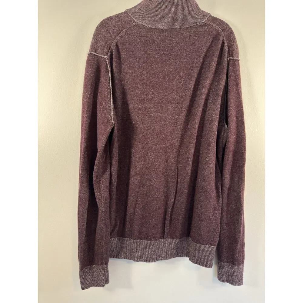 MENS BANANA REPUBLIC 100% COTTON 3 BUTTON‎ HENLEY SWEATER SIZE XL MAROON